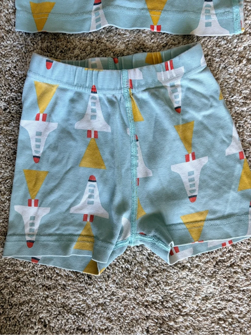 Hanna Andersson Space Rocket Short John Pajamas Blue Sz 5